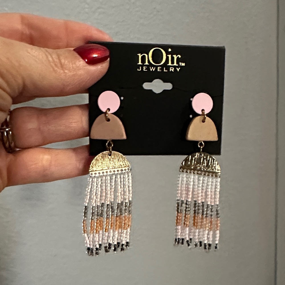 Noir Jewelry Pink and Gold Beaded Earrings - Picture 1 of 2